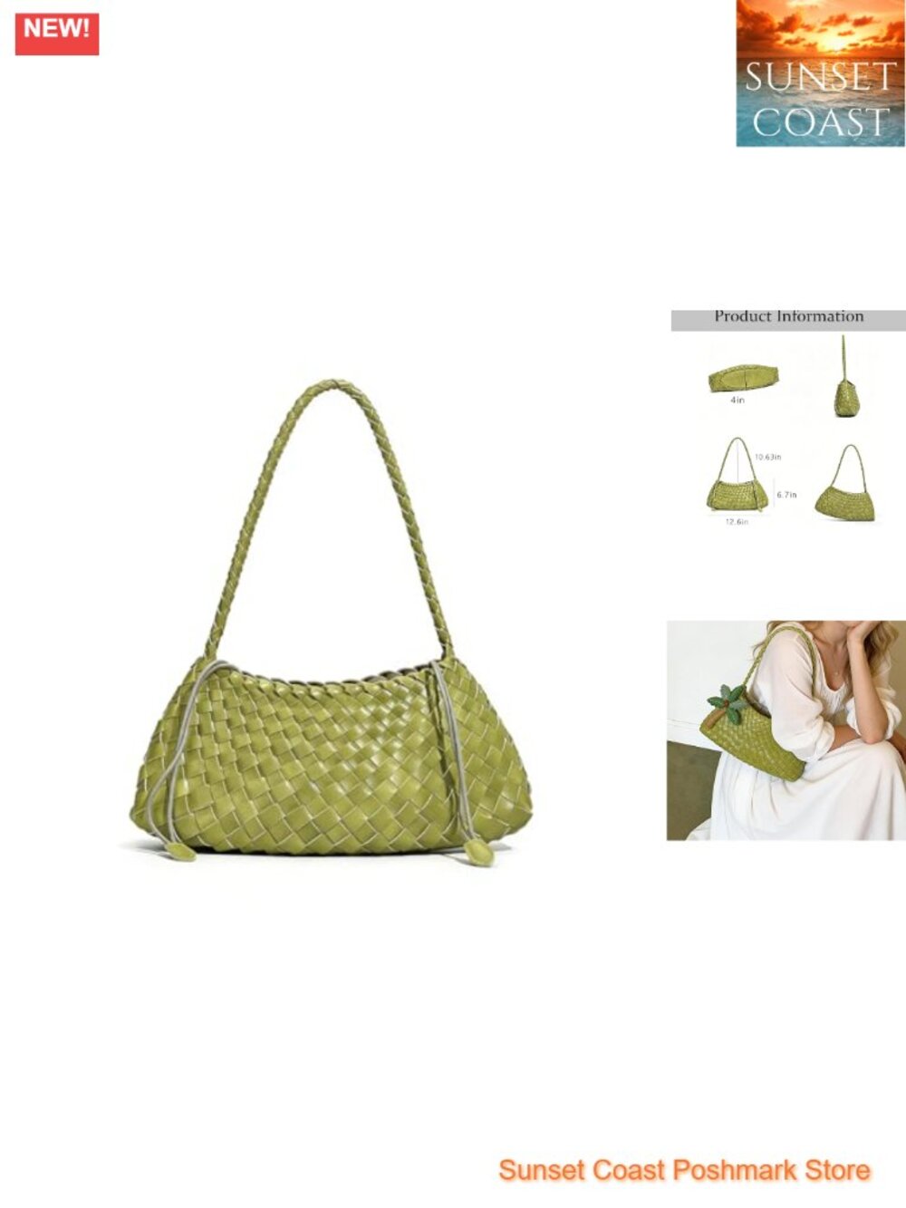 Hand Woven Leather Shoulder Bag Drawstring Hobo Purse
